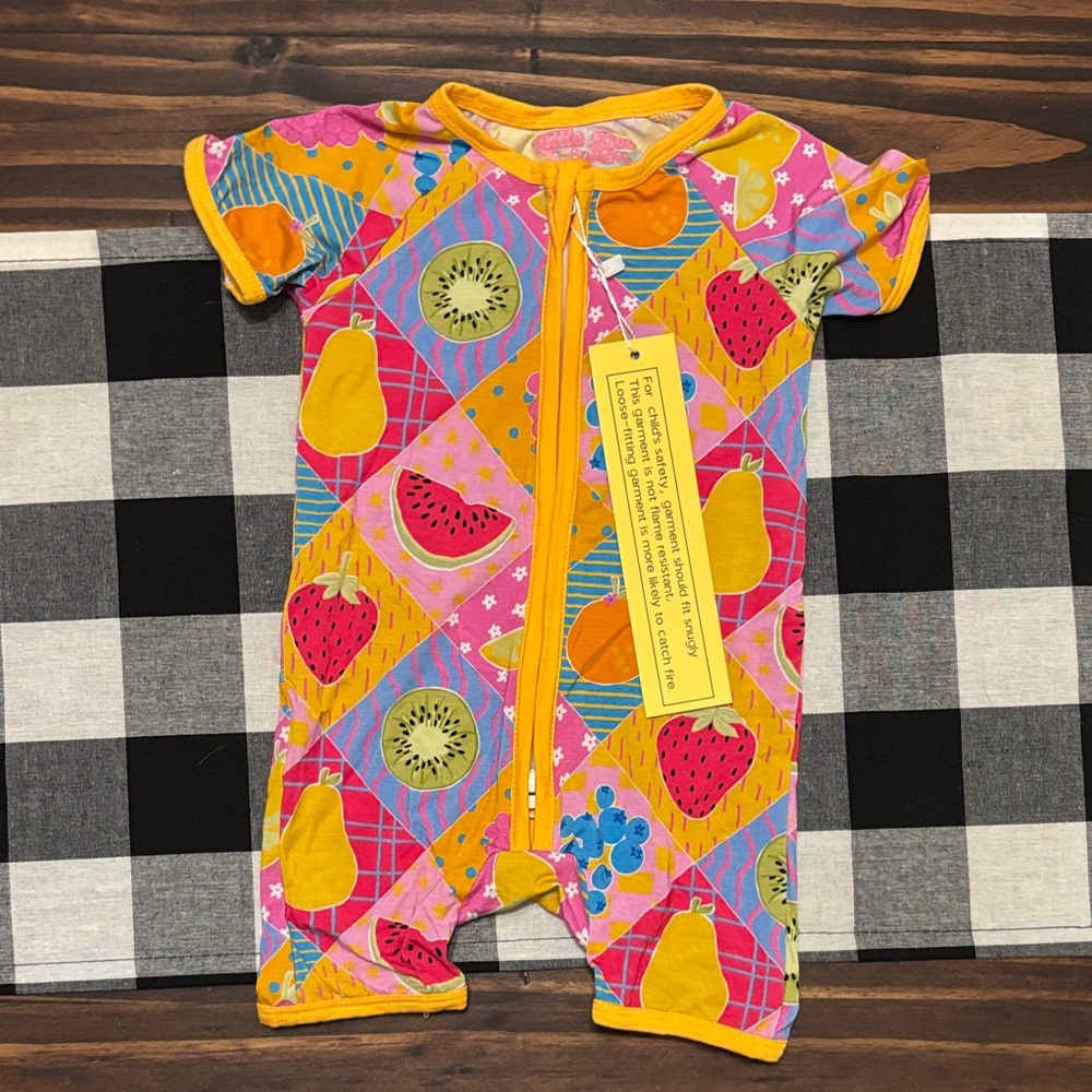 Fruit Print Bamboo zippie one piece 0-3 months new